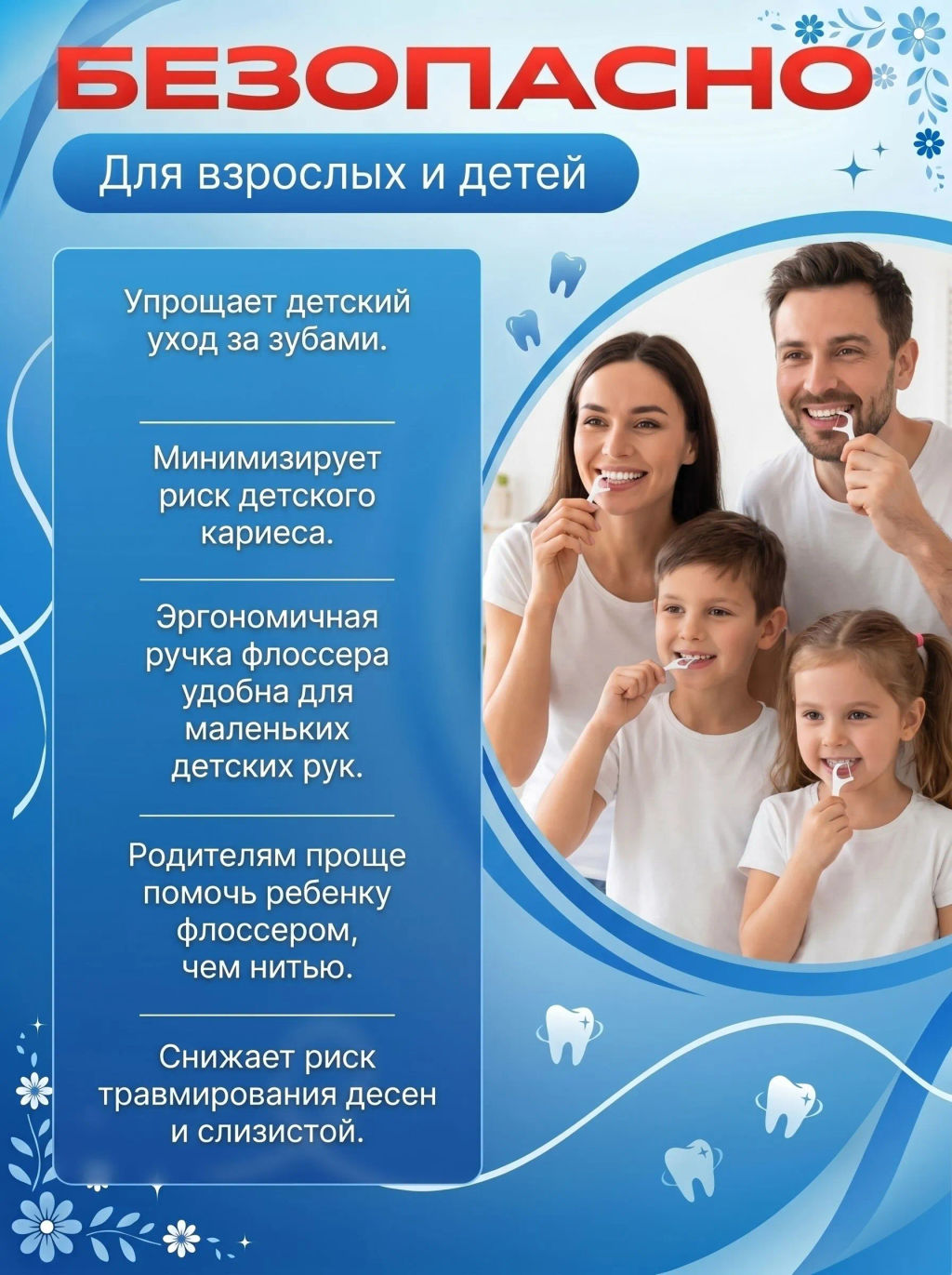 Флоссеры - Зубная нить с зубочисткой, 30 шт - Sadoer фото 9