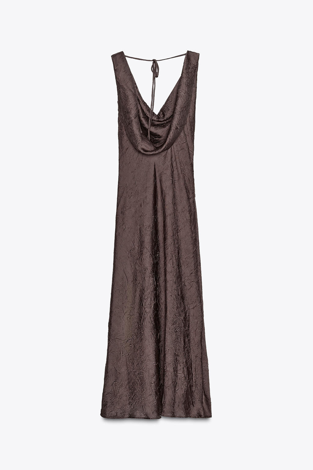 CRINKLE-EFFECT SATIN MIDI DRESS - Zara фото 13