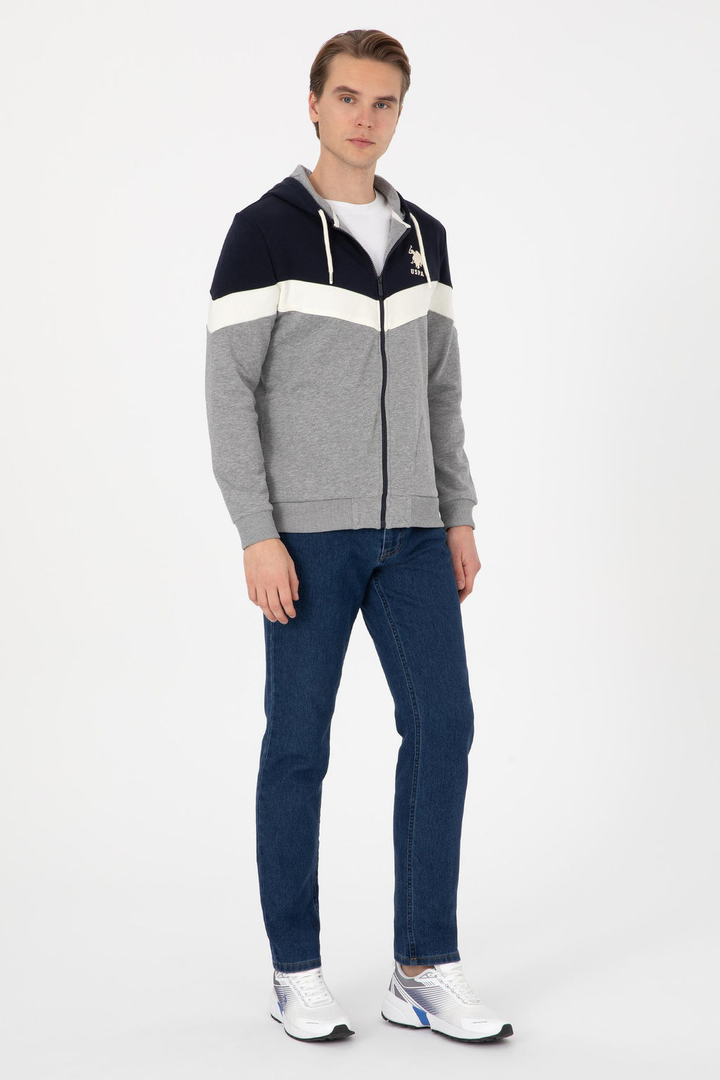 Худи Comfort Fit серый меланж из хлопка