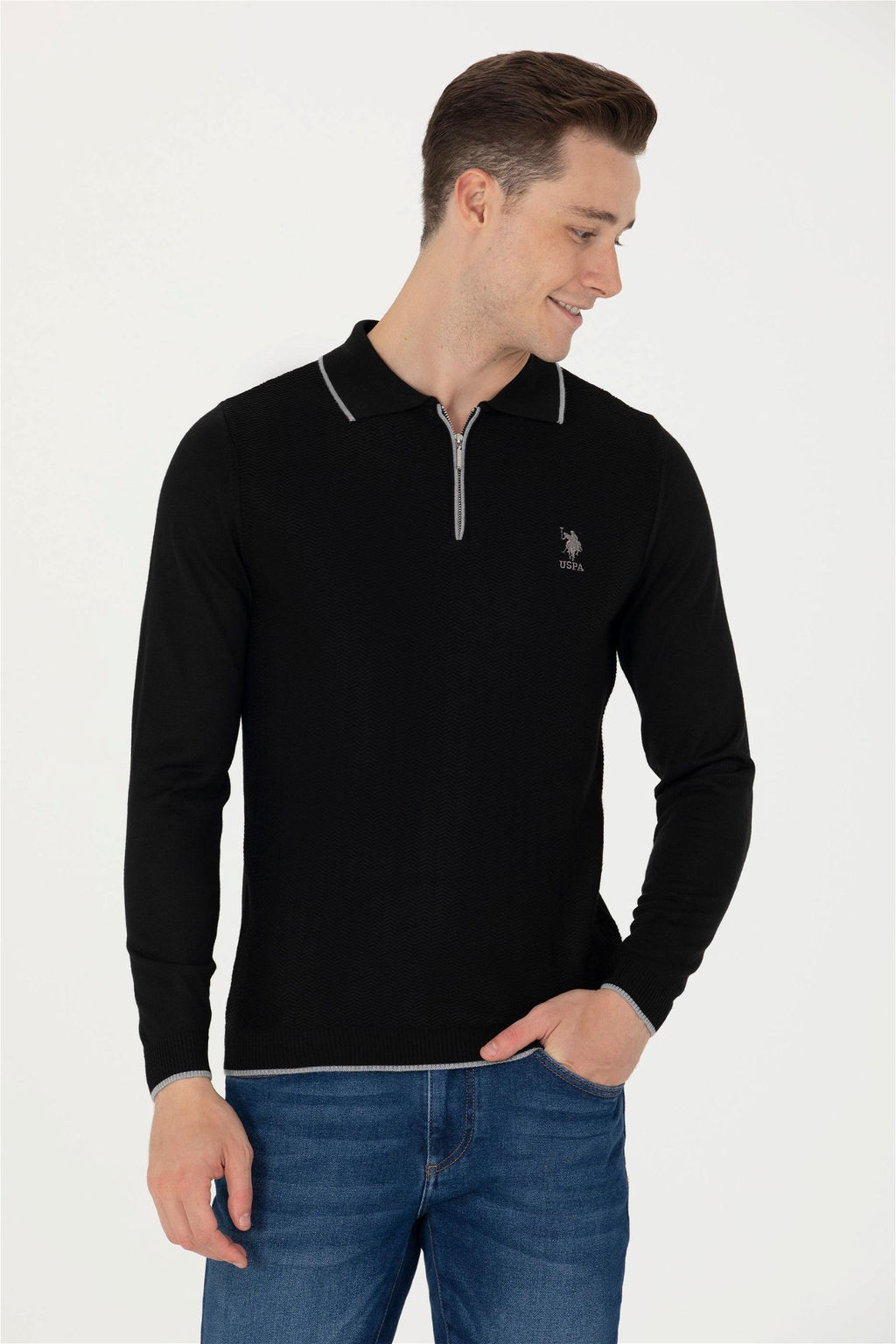 U. S. Polo Assn Мужской черный свитер - U.s. polo assn фото 3