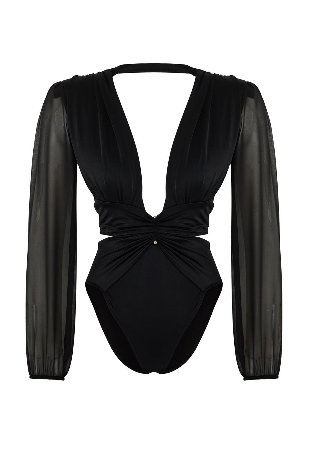 TRENDYOLMILLA Siyah Derin V Yaka Aksesuarl? Mesh Regular Mayo TBESS25MA00028 фото 6