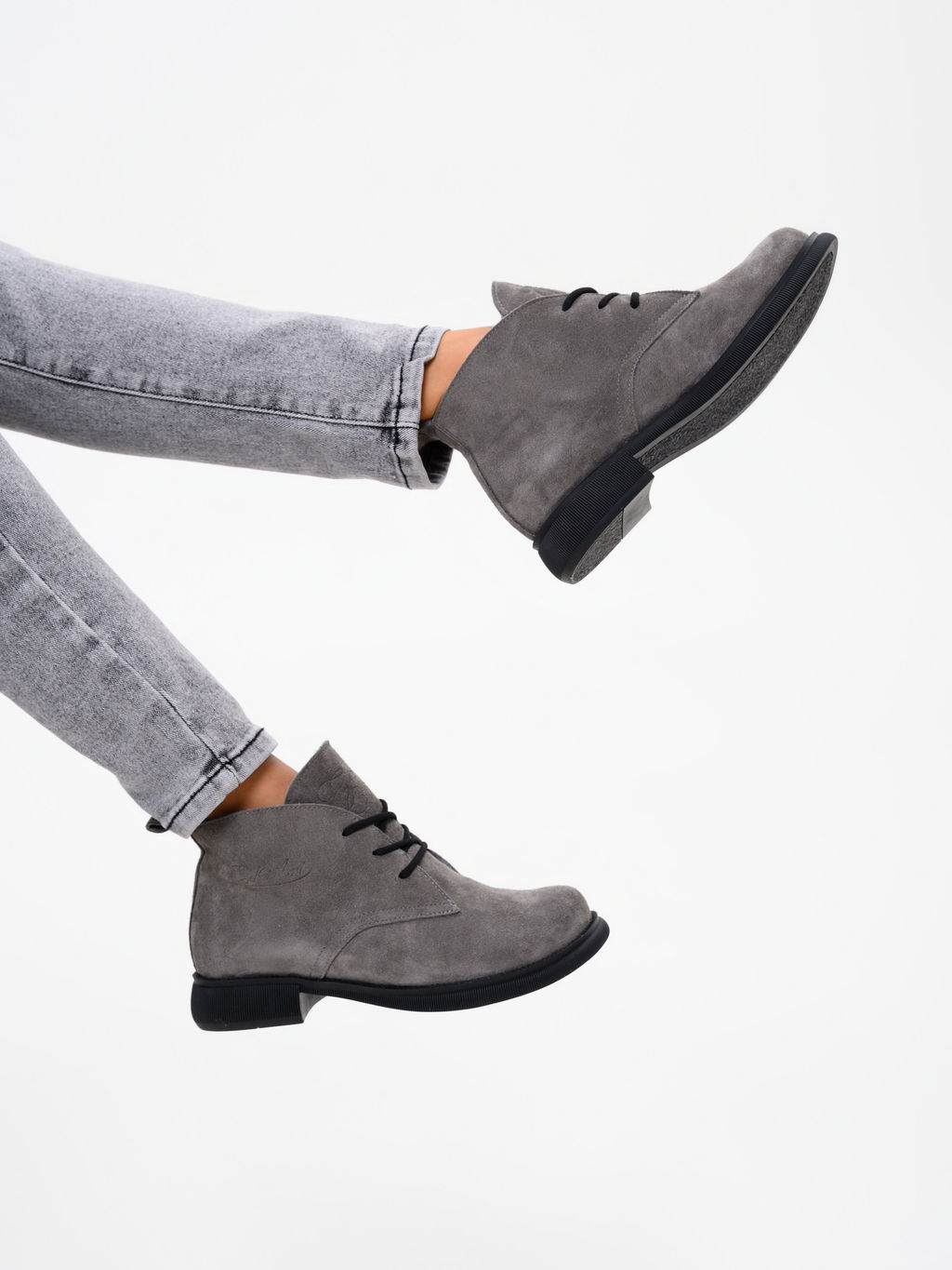 Ботинки 308.патрицияbl.Серый замок замша/байка