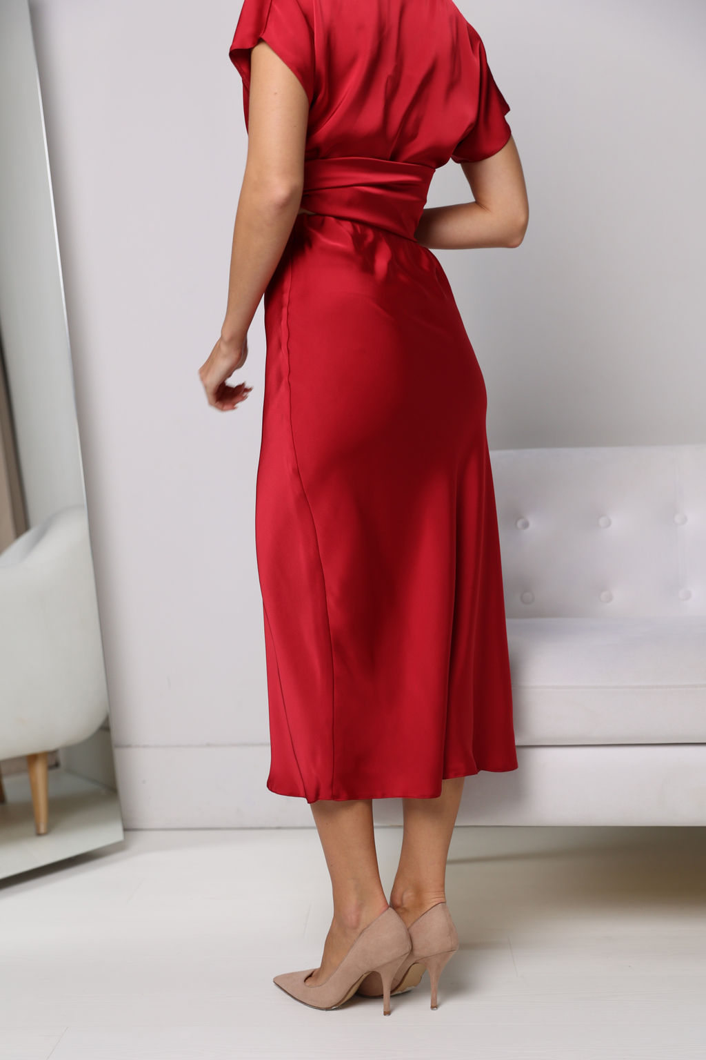 Юбка миди из плотного атласа - Looklikecat фото 6