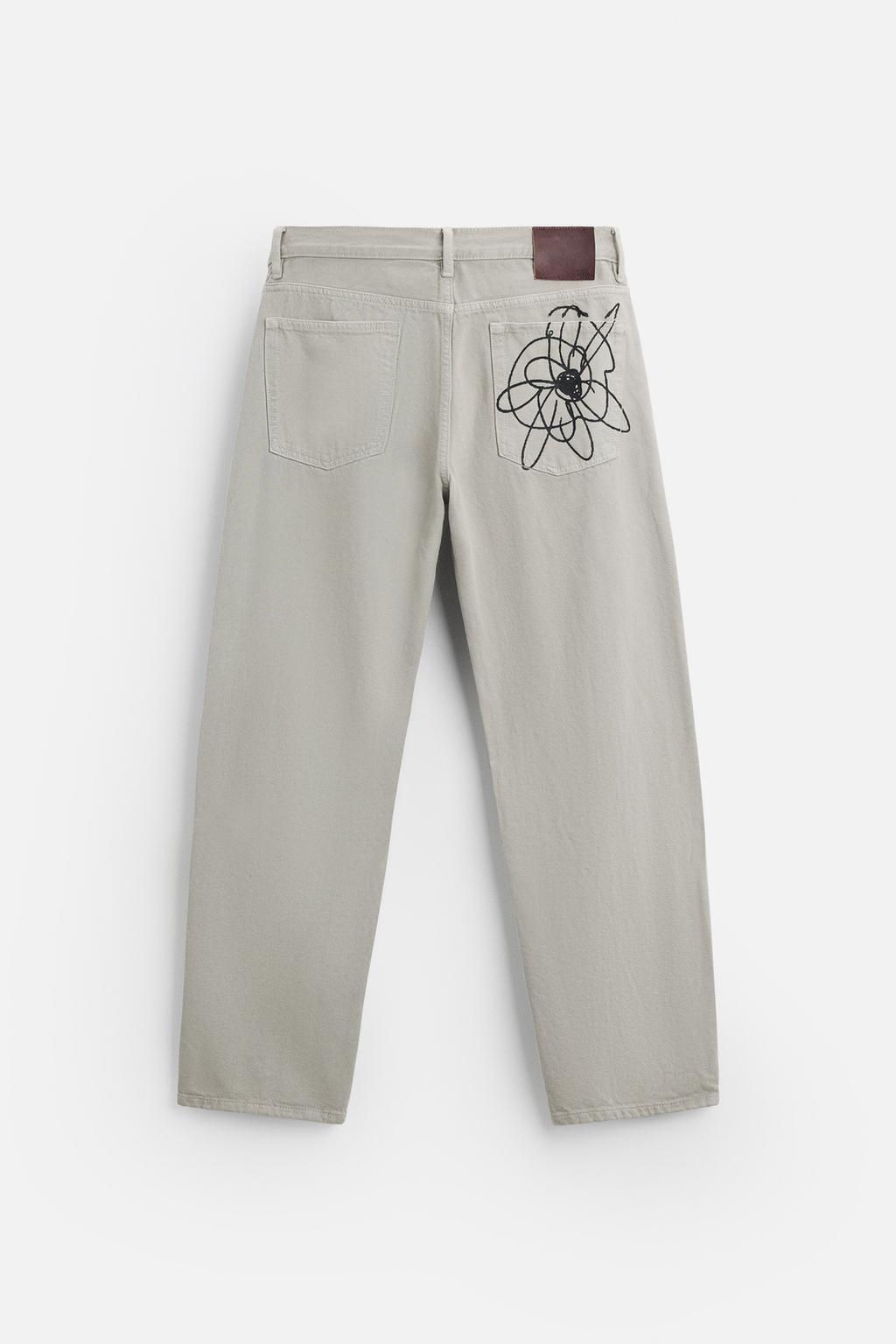 FLORAL PRINT STRAIGHT-LEG JEANS - Zara фото 7