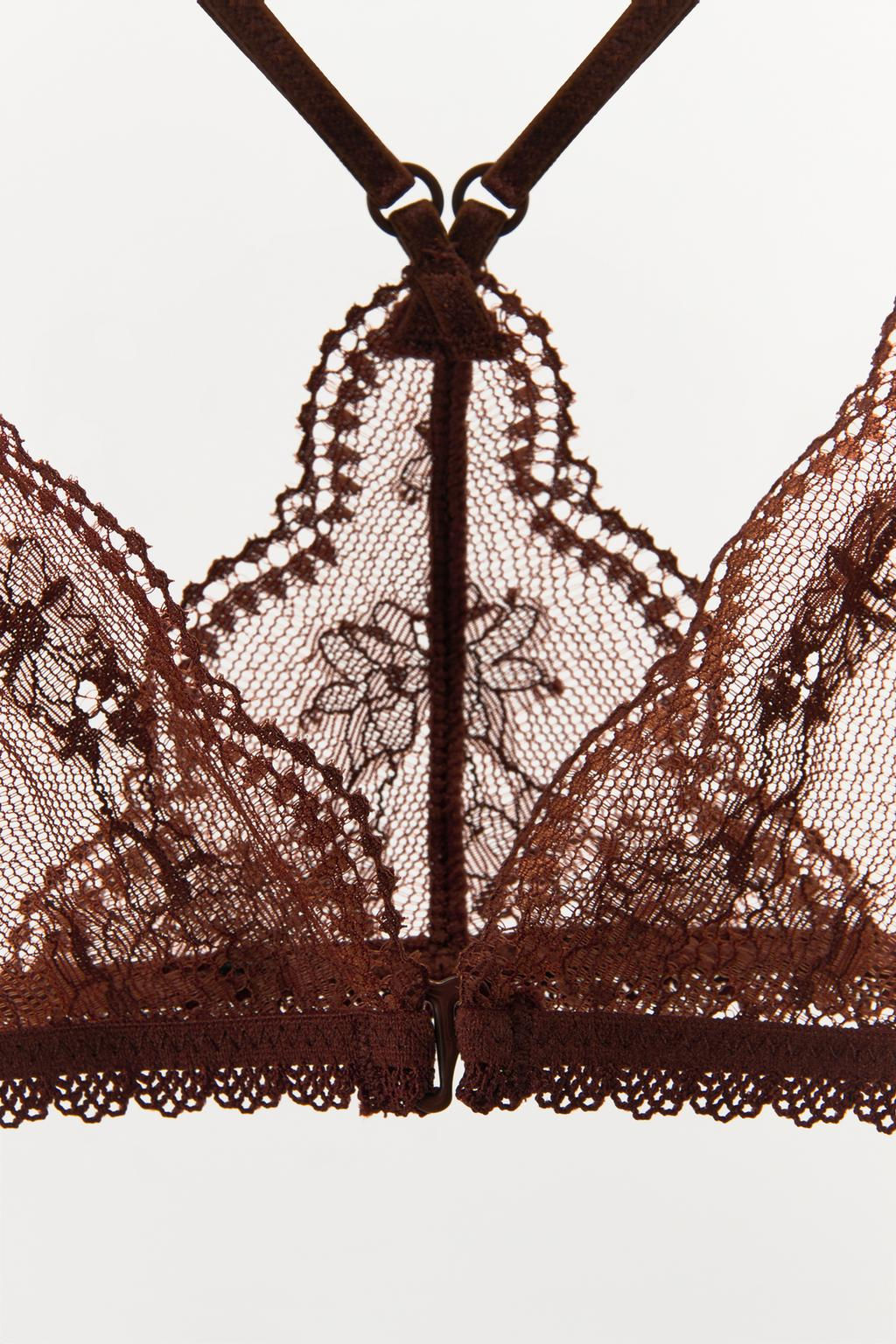 FLORAL LACE TRIANGLE BRALETTE - Zara фото 7