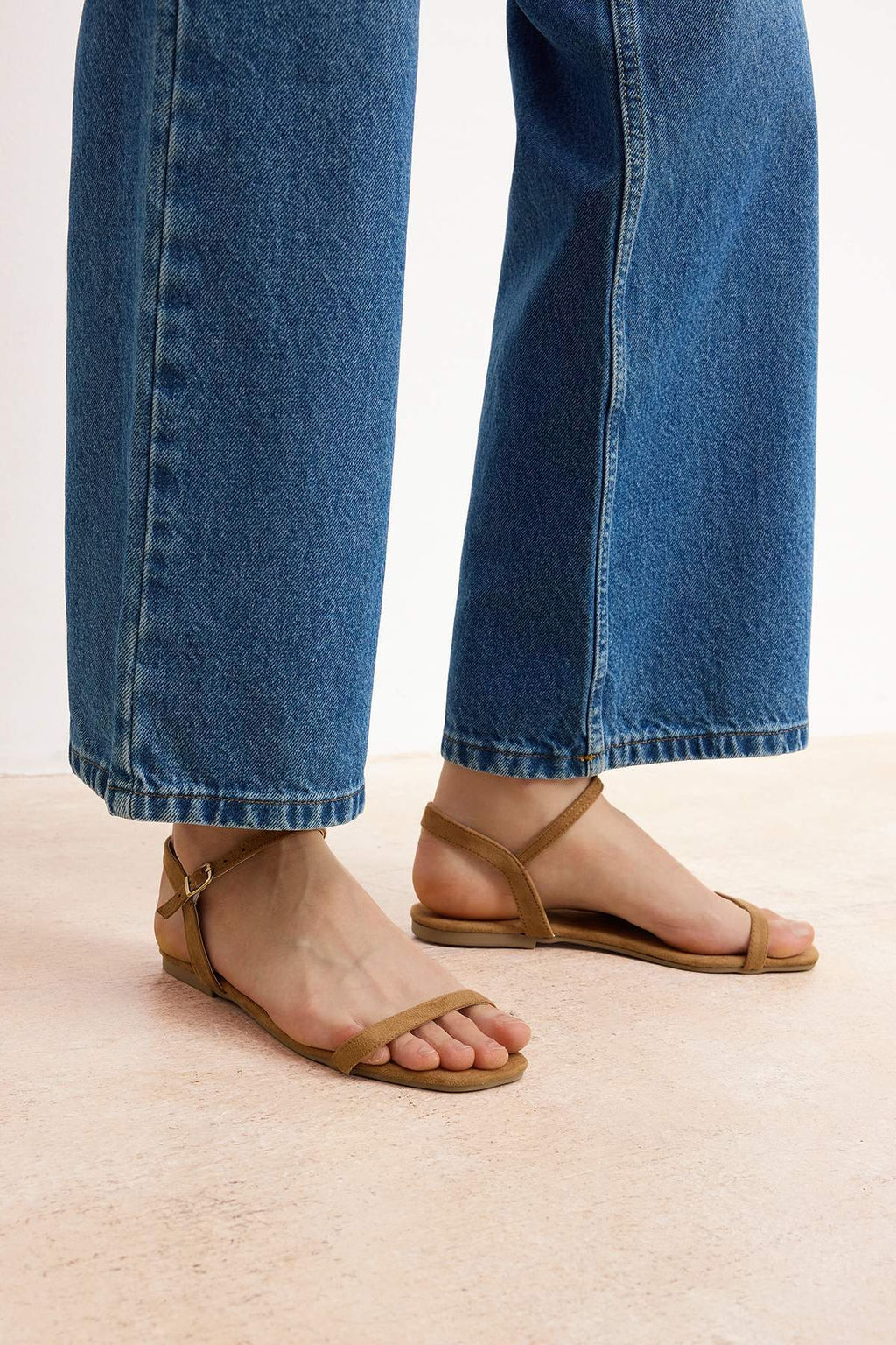 Trendyolmilla Shoes Taba Suet Ince Bantl? Kad?n Sandalet TAKSS25SD00058  фото 4