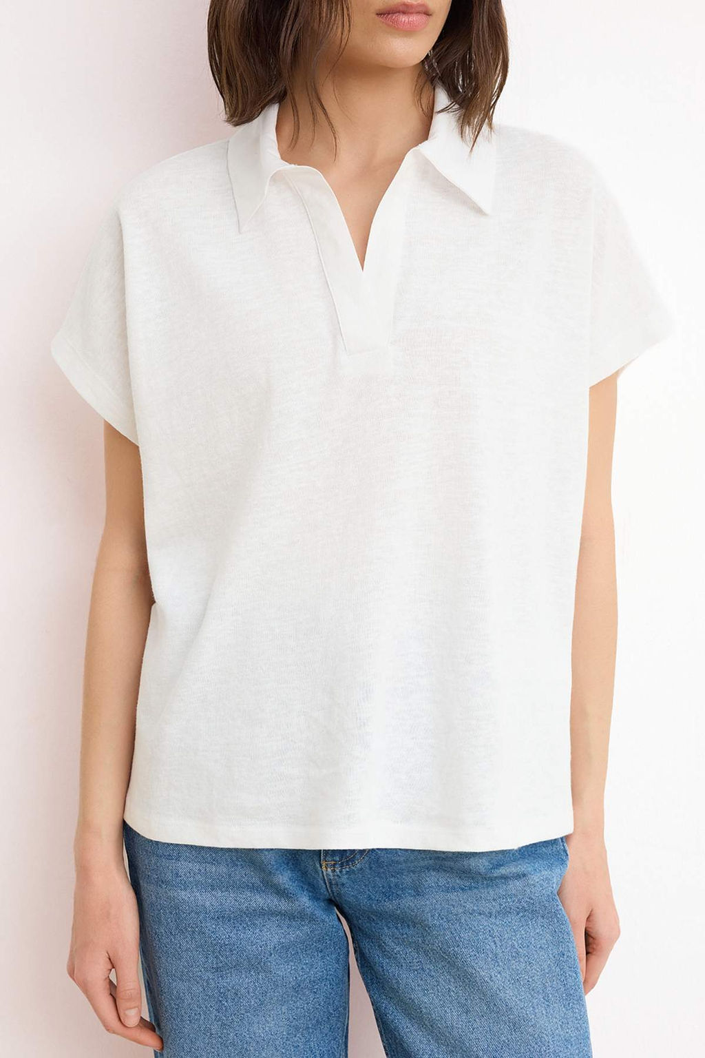 Ekru Regular/Normal Kal?p Polo Yaka Dusuk Kol Orme T-Shirt TWOSS26TS00078 - Trendyolmilla фото 7