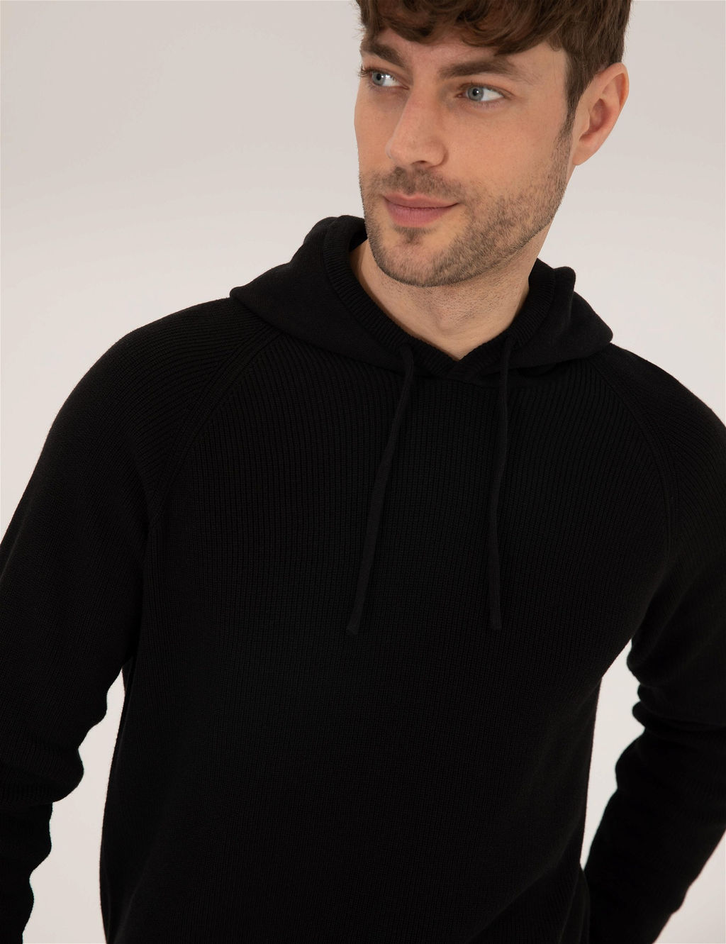 Siyah Regular Fit Kapi_onlu Triko Kazak - Pierre cardin фото 3