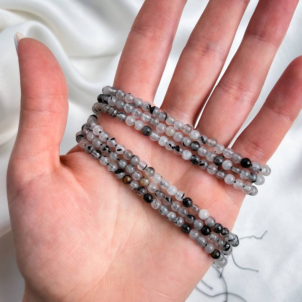 Бусины для украшений из Кварца с включением Турмалина 39 см