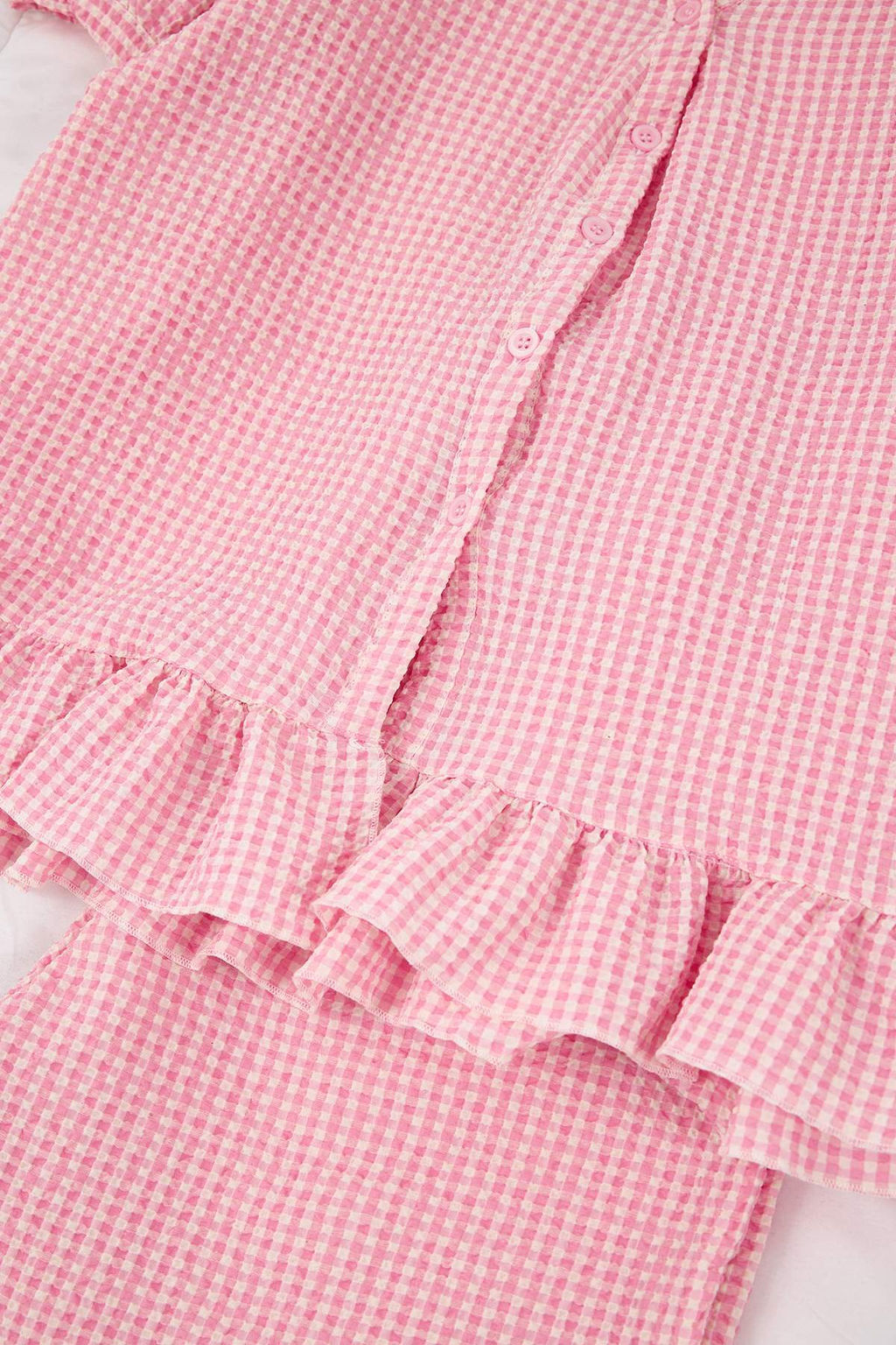 Pembe Ekose / Kareli Gofre Dokuma Pijama Tak?m? THMSS26PT00002 - Trendyolmilla фото 2