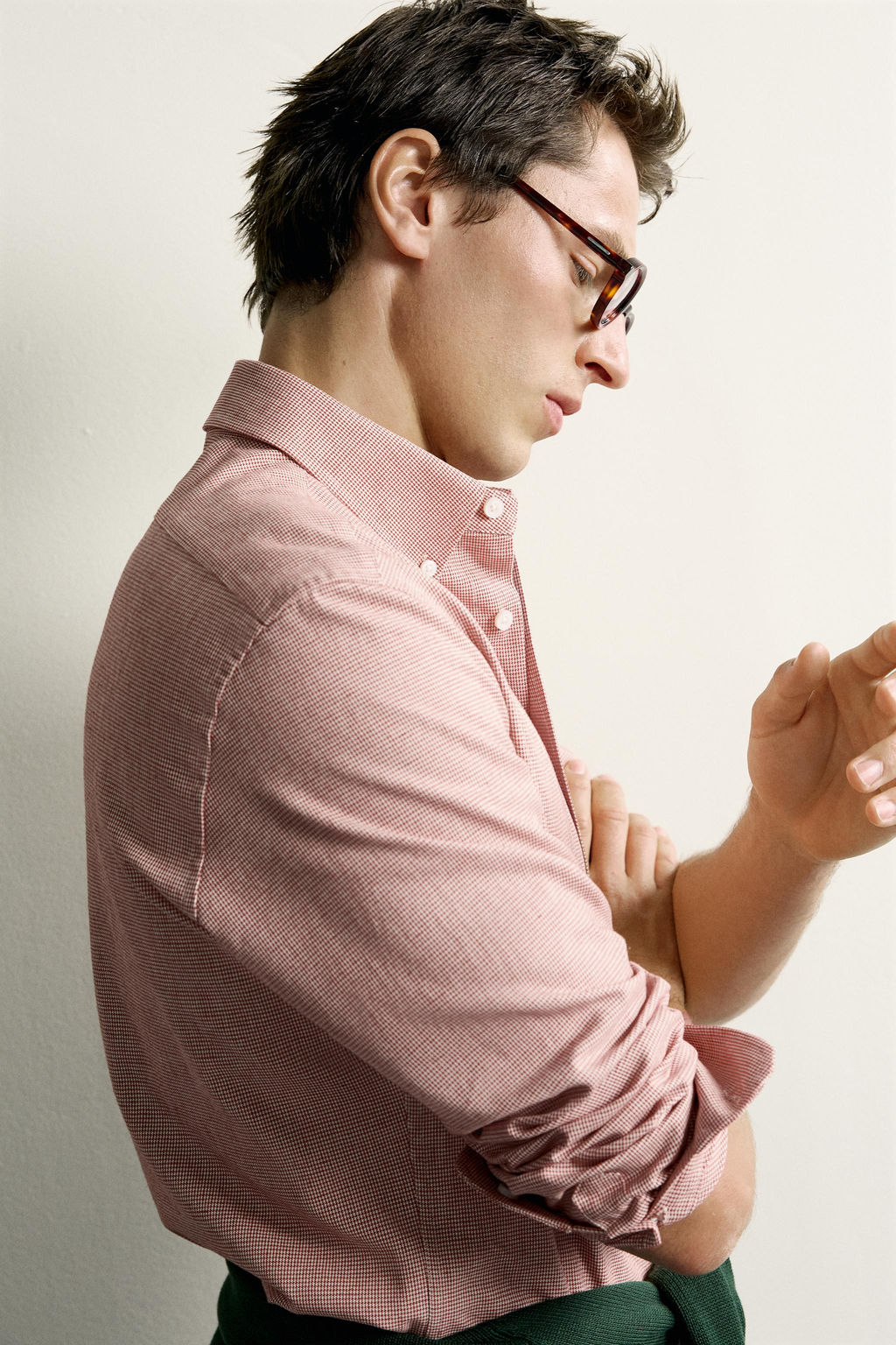 CAMISA REGULAR FIT PATA DE GALLO / Blanco / Rojo - Zara фото 5