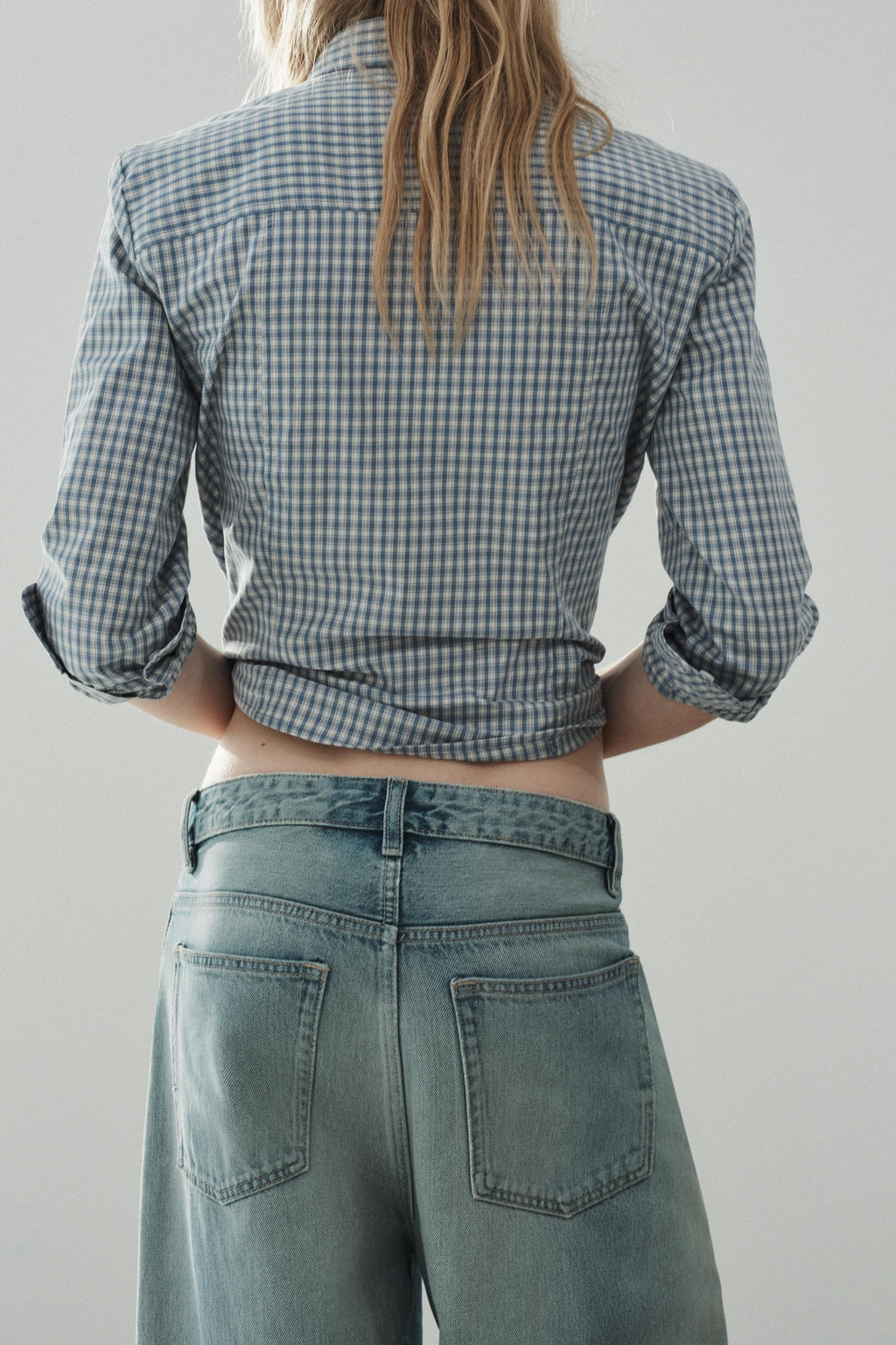 JEANS TRF BAGGY FOLDED ROTOS / Azul claro - Zara фото 6