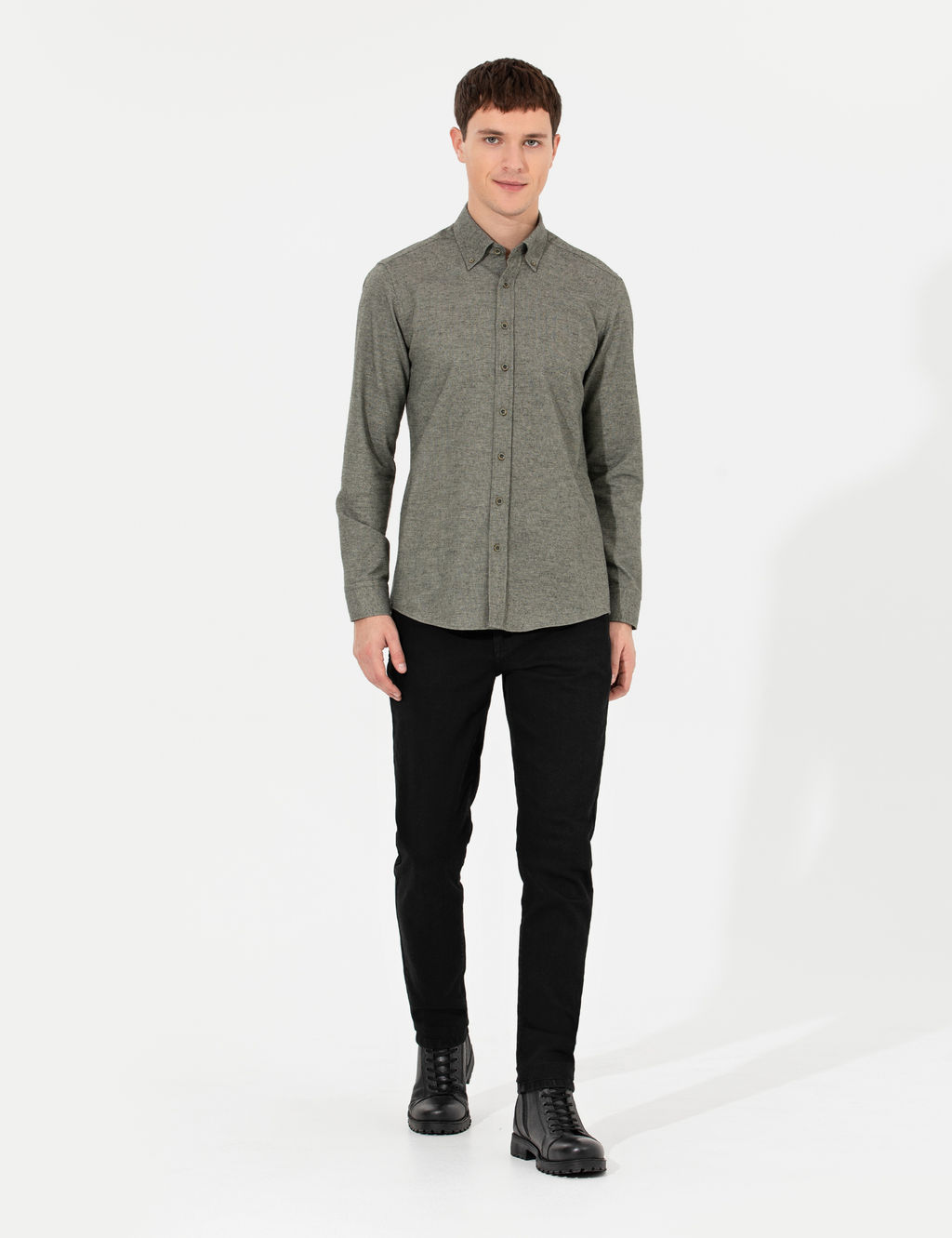 Ye_il Slim Fit Uzun Kollu G_mlek