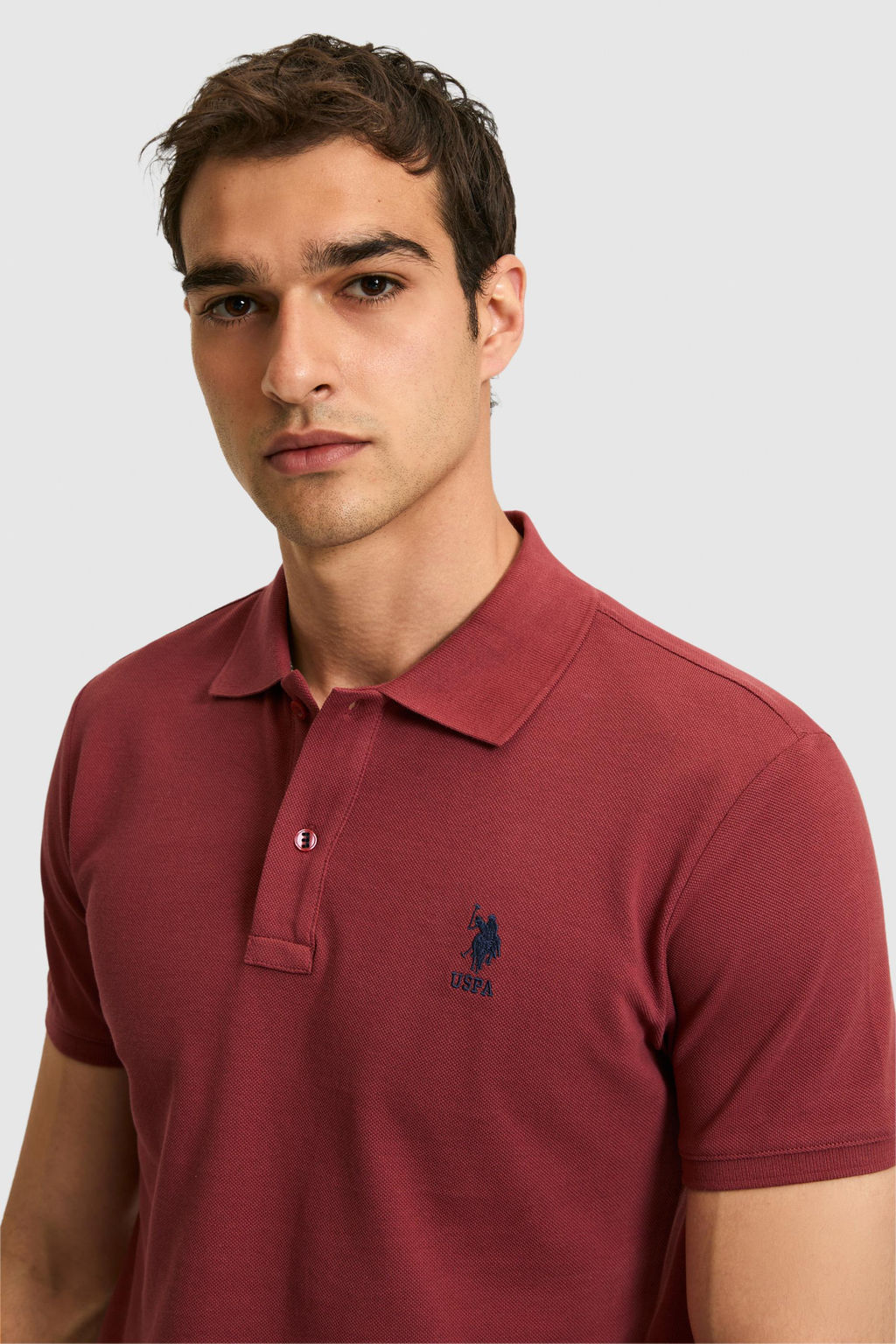 Erkek Slim Fit Polo Yaka Vi_ne Basic Ti__rt