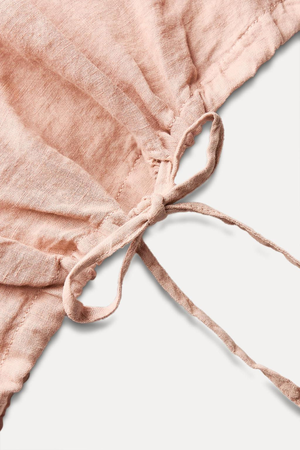ZW COLLECTION 100% LINEN TOP WITH TIES - Zara фото 5