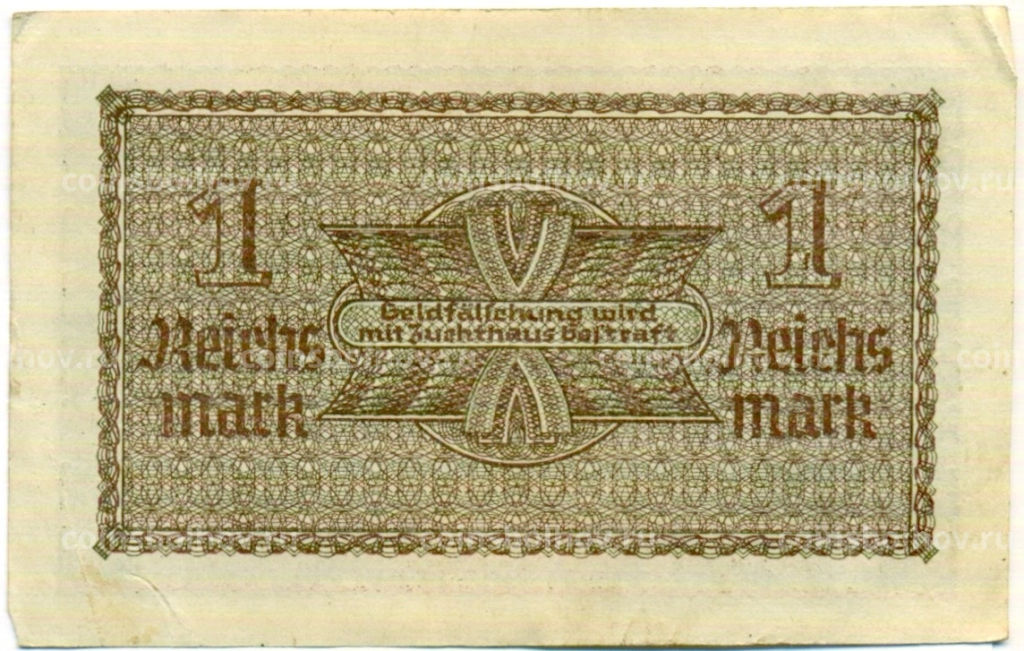 Банкнота 1 рейхсмарка 1939 года Германия (Для оккупированных территорий)