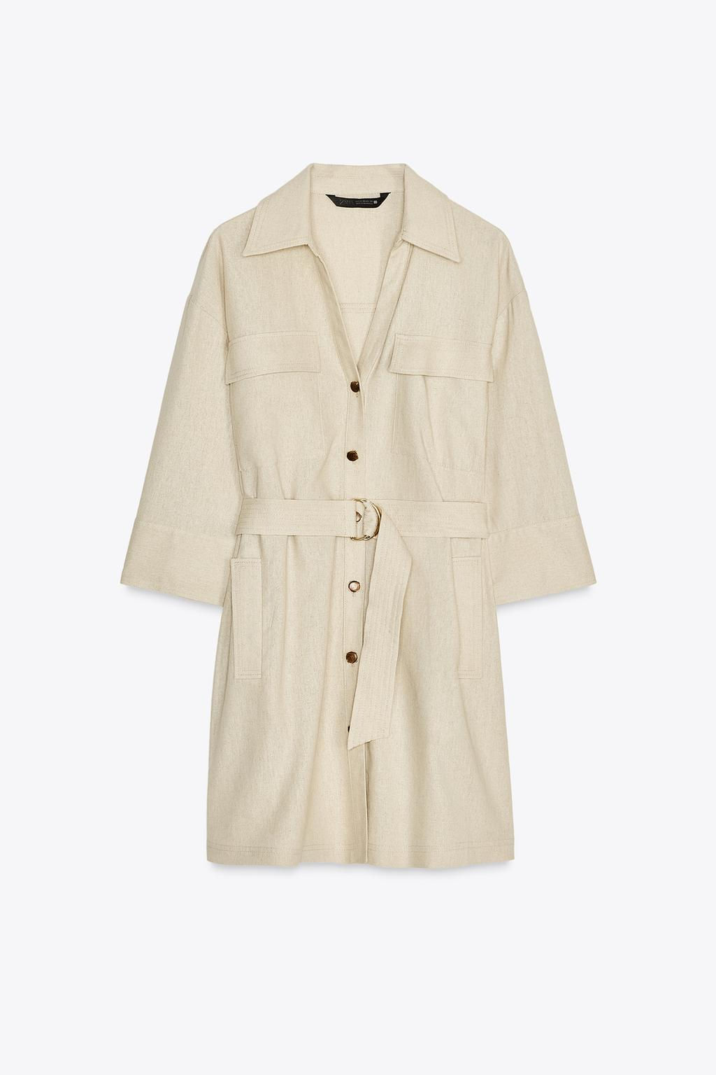 BELTED LINEN MINI DRESS