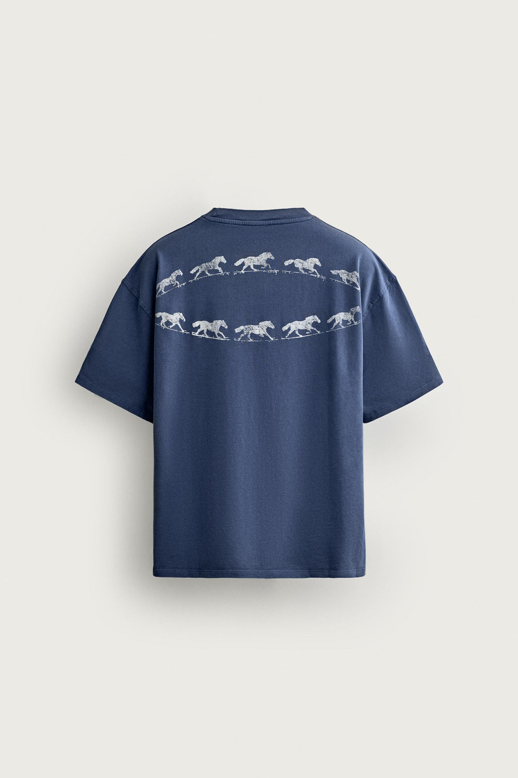 CAMISETA BOXY FIT ESTAMPADOS LAVADOS / Azul - Zara фото 7