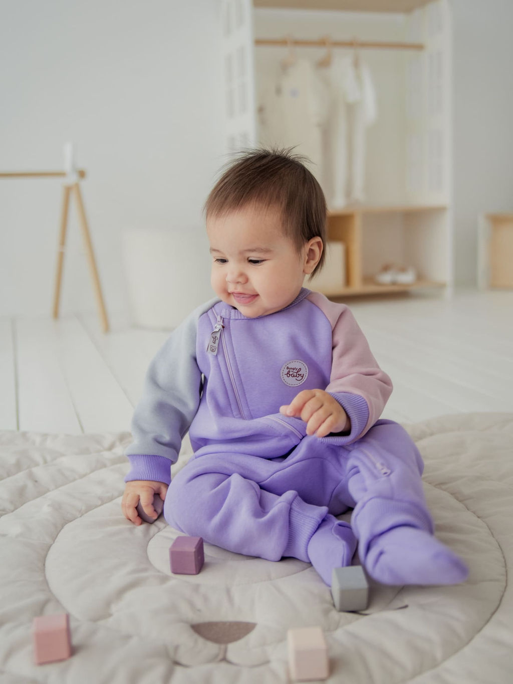 Комбинезон-косуха Колор блок Лаванда утепленный 0+ - Bungly фото 9