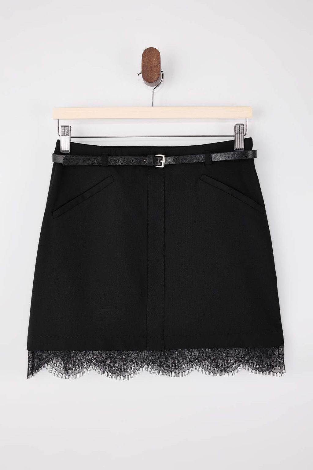 Siyah Kemerli Etekucu Dantel Detayl? A-Line/Can Kumas Mini Etek TWOSS26ET00029 - Trendyolmilla фото 5