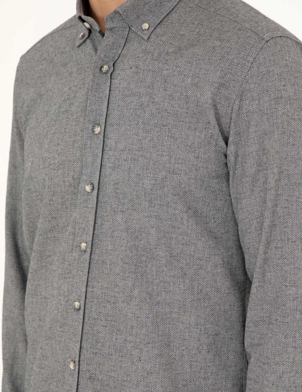 Рубашка Slim Fit с длинным рукавом серая