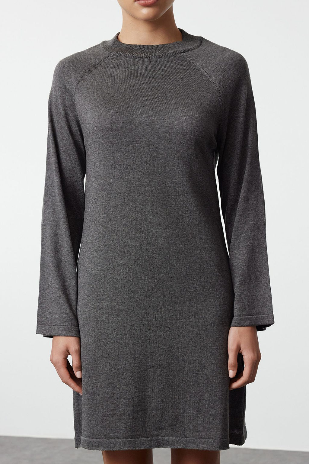 TRENDYOLMILLA Koyu Kahverengi Mini Triko Basic Pamuklu Elbise TWOAW25EL00044 фото 4