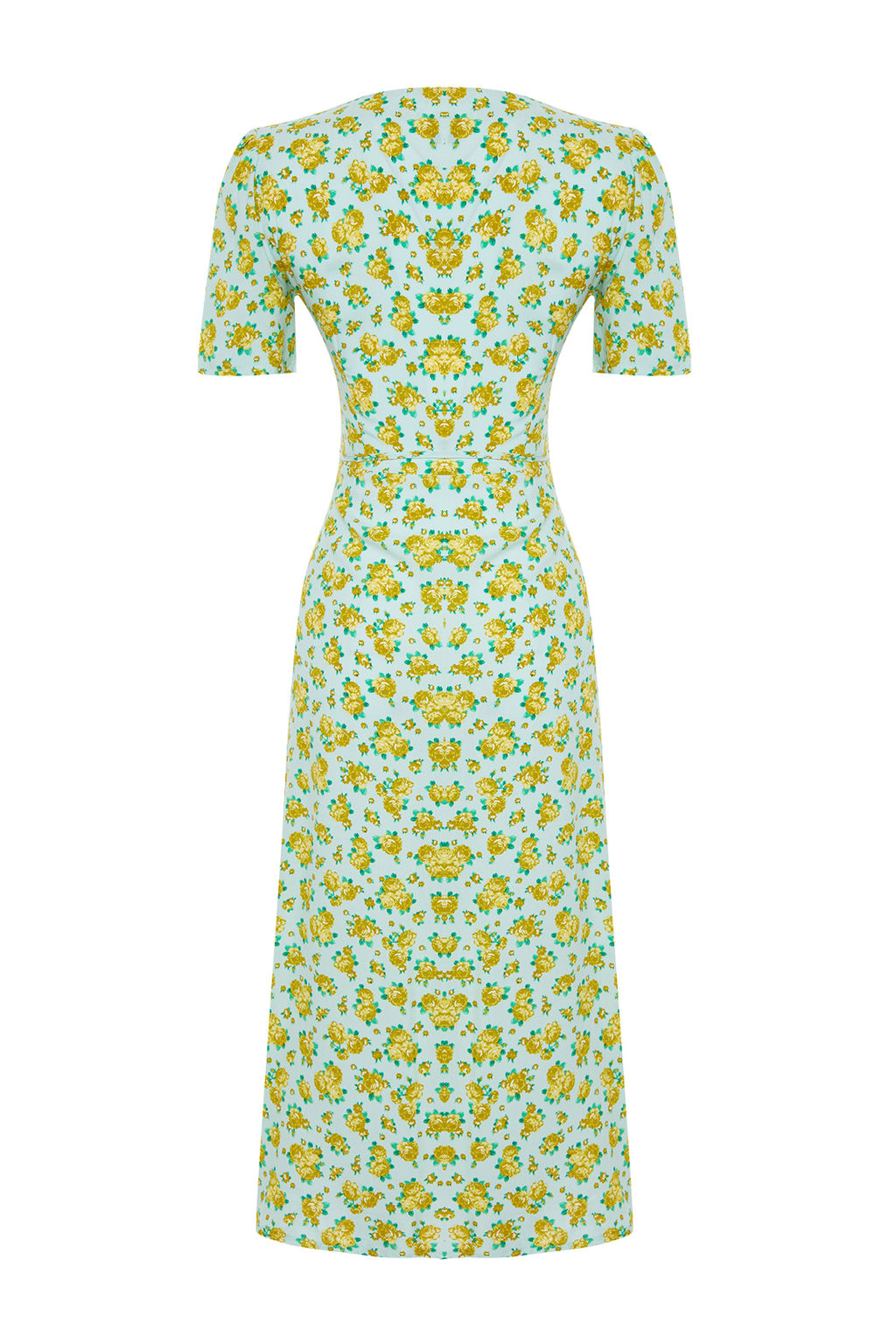 Cok Renkli Cicekli Kruvaze Midi Dokuma Elbise TWOSS24EL00492