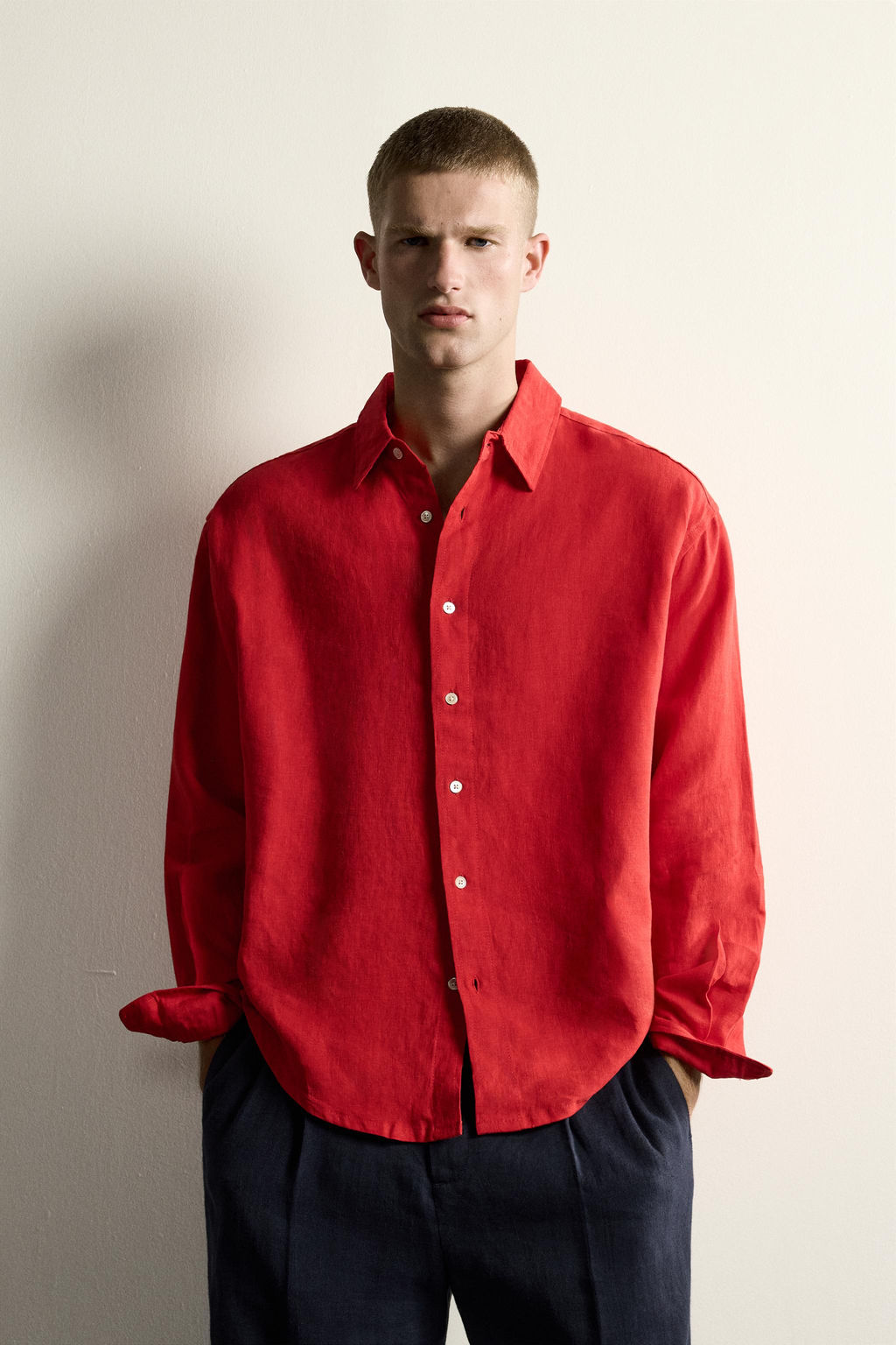 CAMISA RELAXED FIT 100% LINO / Rojo - Zara фото 2