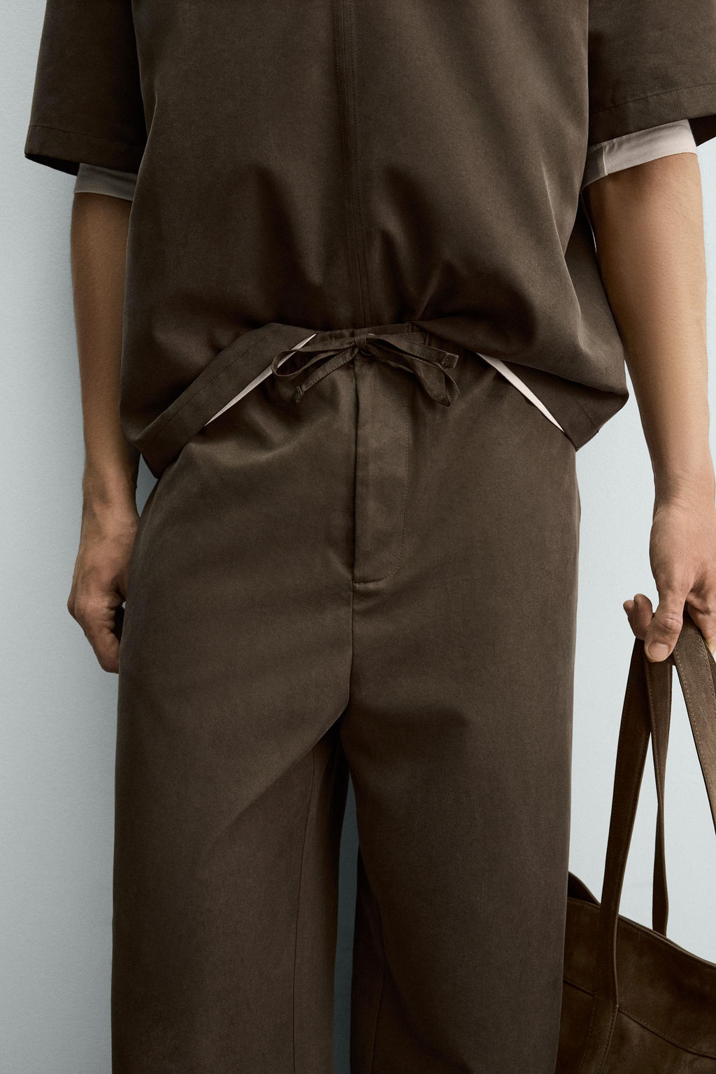 PANTAL?N FLUIDO WIDE FIT / Khaki - Zara фото 5