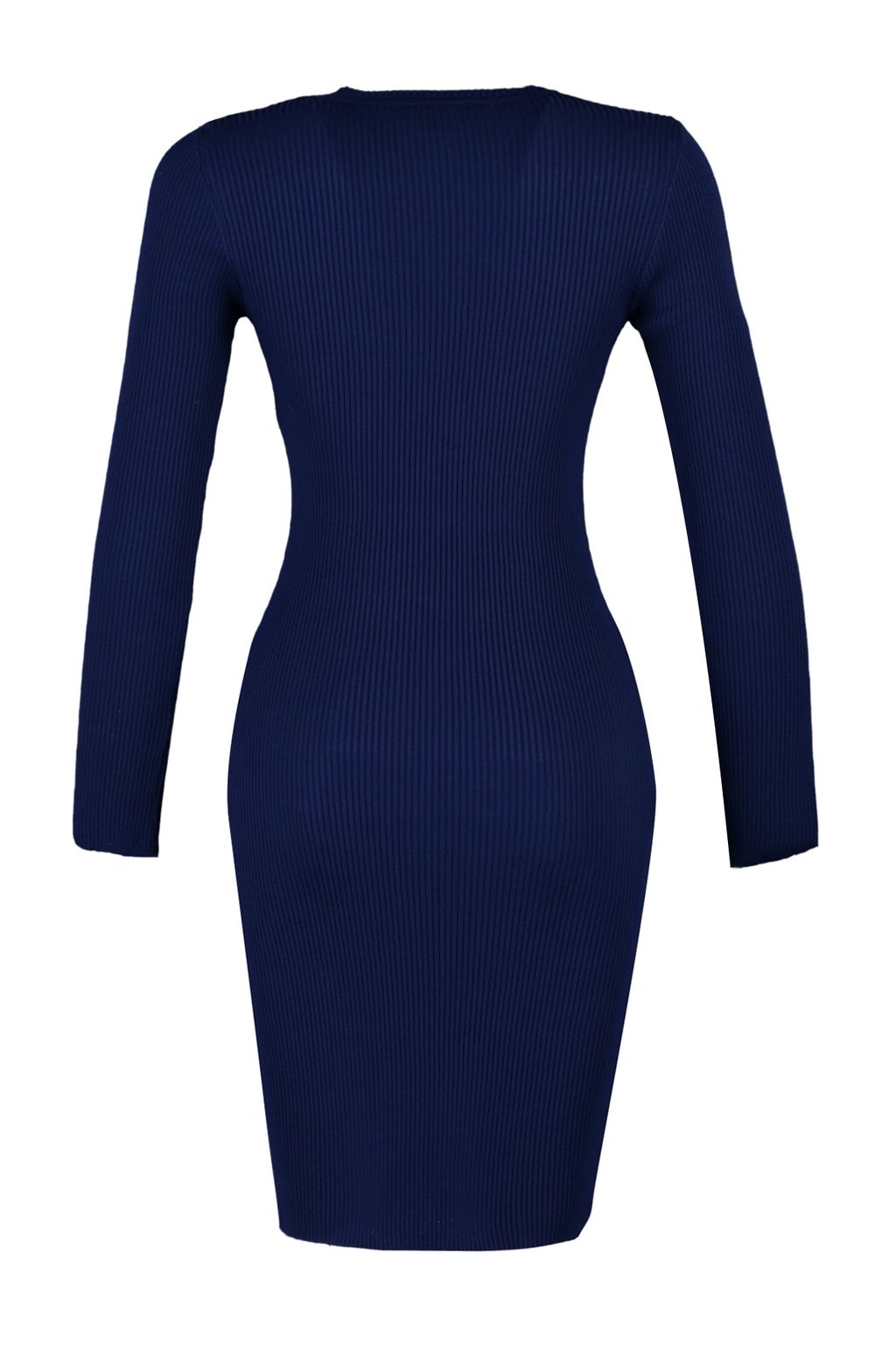 Lacivert Mini Triko Y?rtmacl? Vucuda Oturan Elbise TWOAW23EL01416