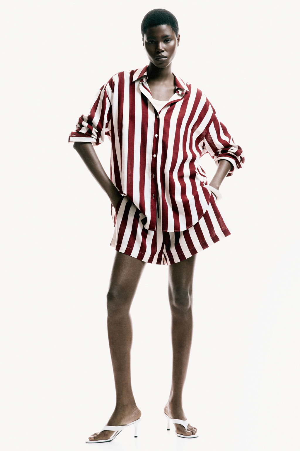Camisa oversize en mezcla de lino - H&m фото 4