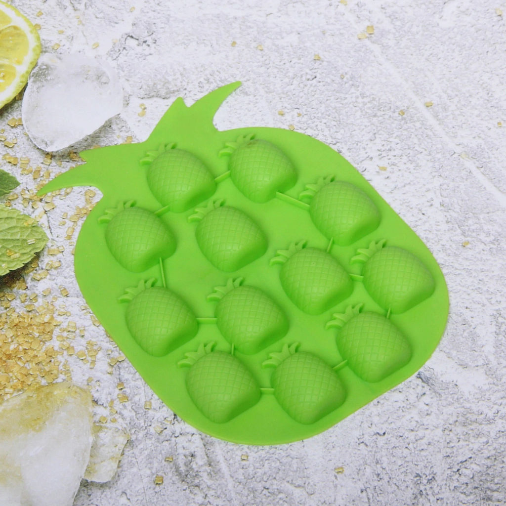 Цена за 5 шт. Форма для льда силиконовая "Ананас" 19*14см, цвета микс