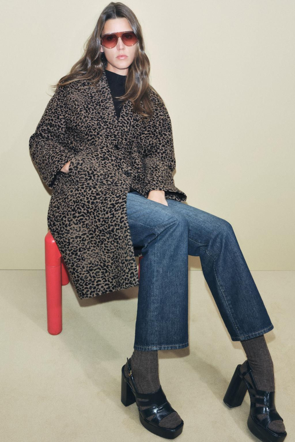 ANIMAL PRINT WOOL BLEND COAT ZW COLLECTION - Zara фото 10