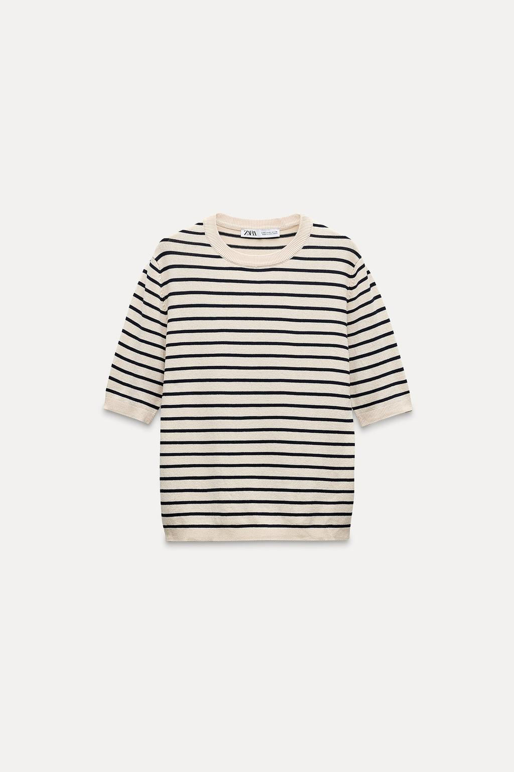 BASIC PLAIN KNIT SHORT SLEEVE TOP - Zara фото 6