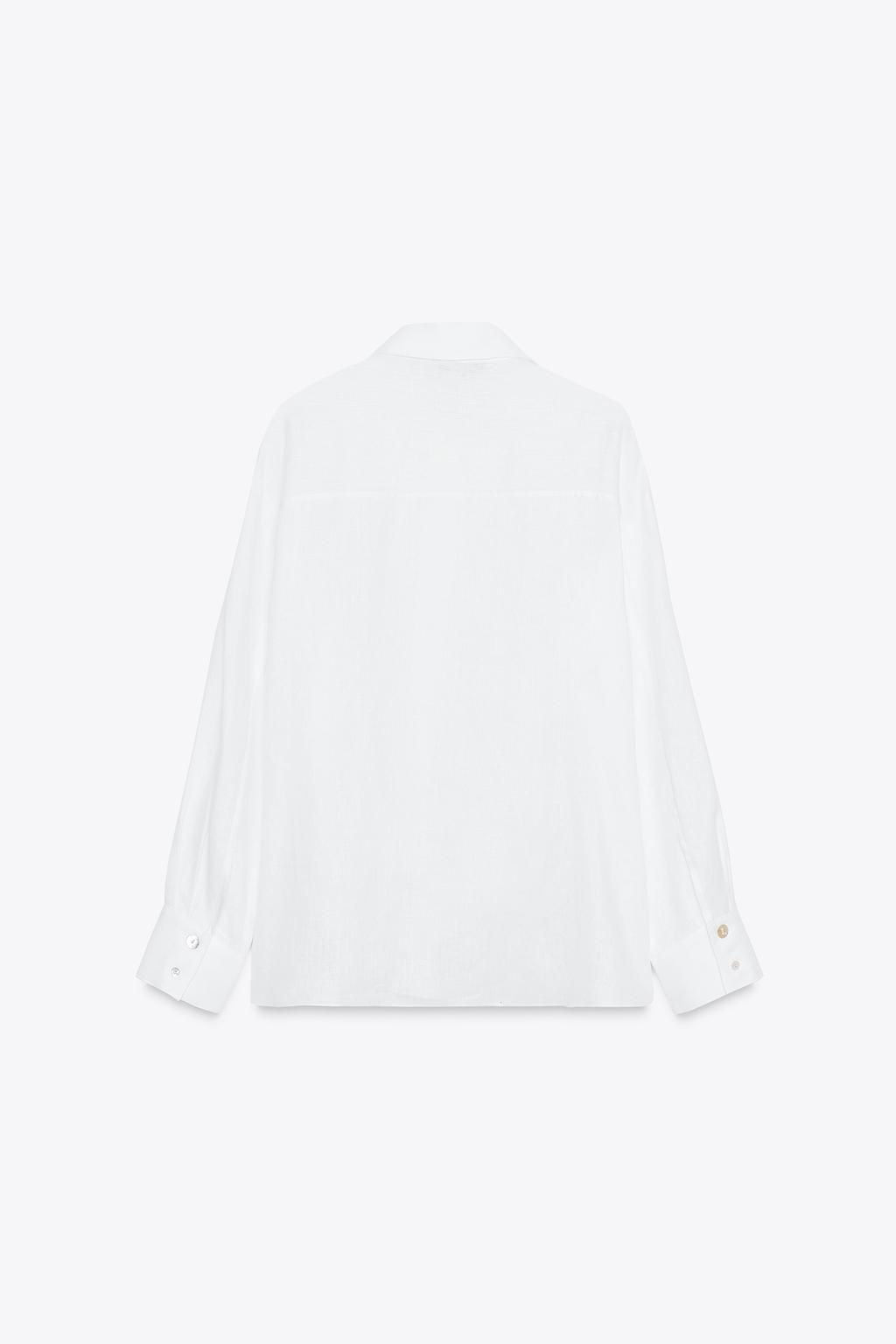 100% LINEN SHIRT WITH CONTRASTING BUTTONS - Zara фото 7