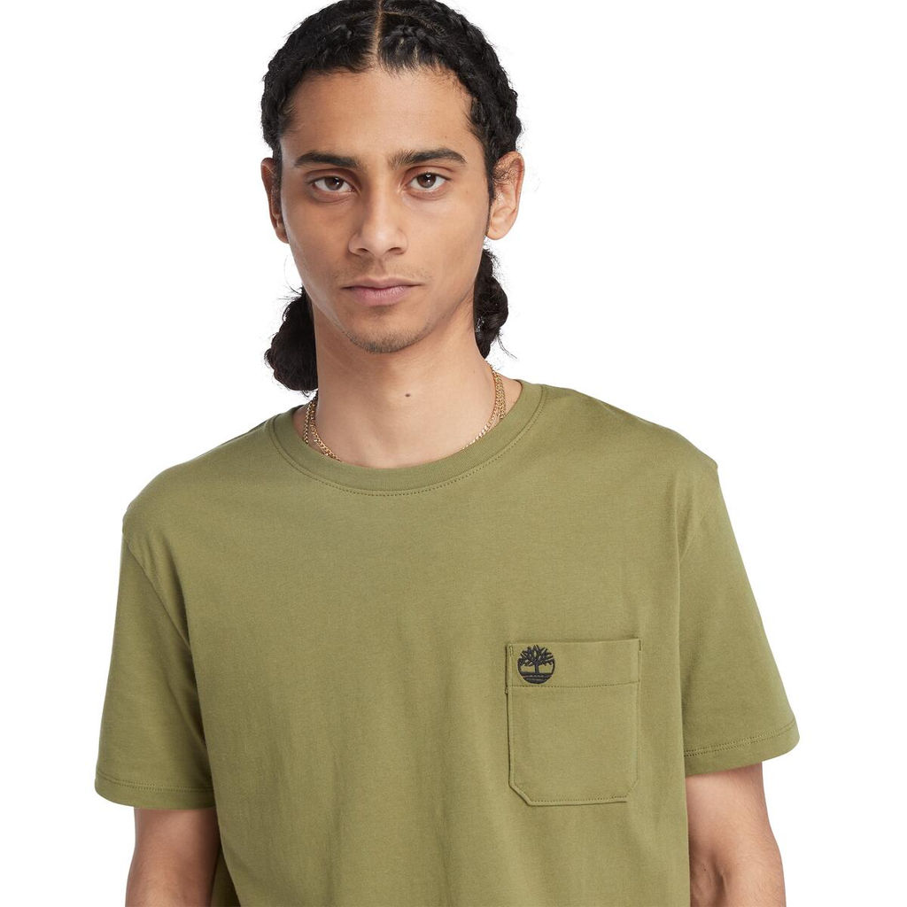 Футболка Timberland T-Shirt Dunstan River Pocket Slim зеленая  фото 2