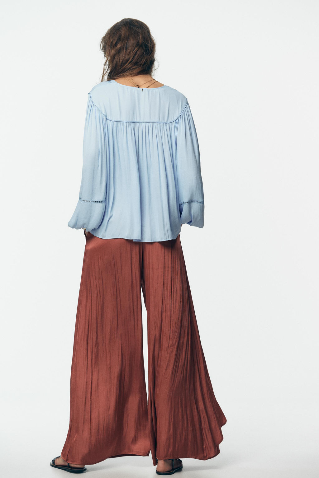 FLOWING WIDE-LEG TROUSERS WITH RUFFLES - Zara фото 4