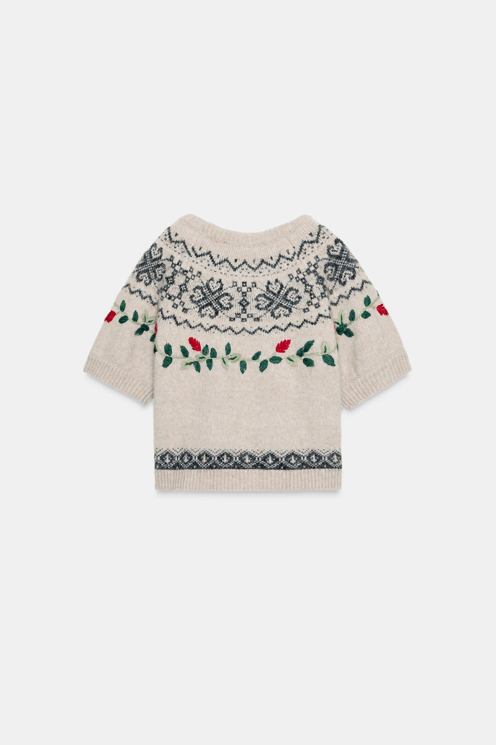 SHORT SLEEVE JACQUARD EMBROIDERED JUMPER - Zara фото 7
