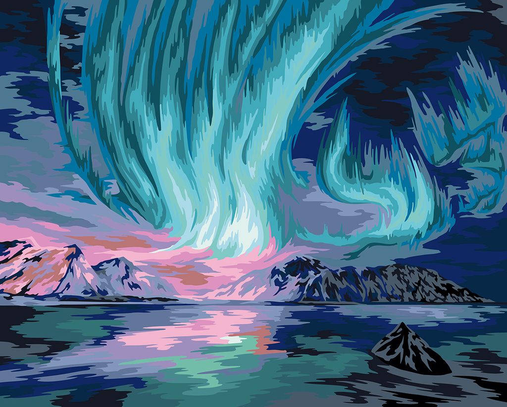 ФРЕЯ PNB/PL-103 Набор для раскрашивания по номерам 50 х 40 см Северное сияние