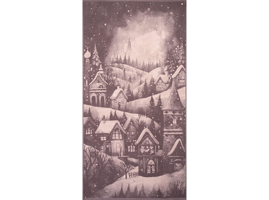 Полотенце махровое 6с102.413ж1 Снежный пейзаж(т.с.мальв1) 81х160см