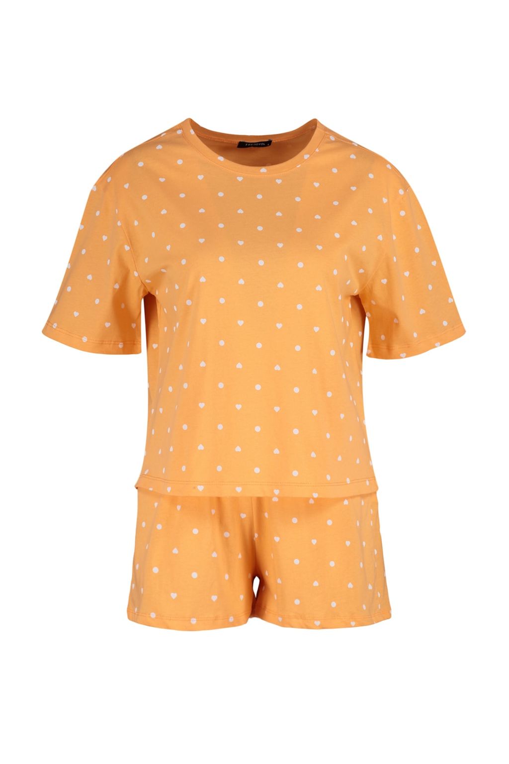 Trendyolmilla Beyaz %100 Pamuklu Puantiyeli ve Kalpli Sortlu Orme Pijama Tak?m? THMSS21PT1485 фото 39