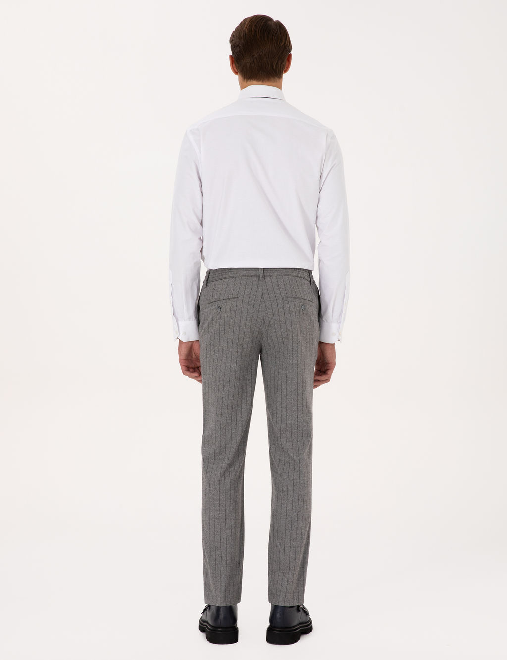 Gri Ekstra Slim Fit _izgili Kuma_ Pantolon