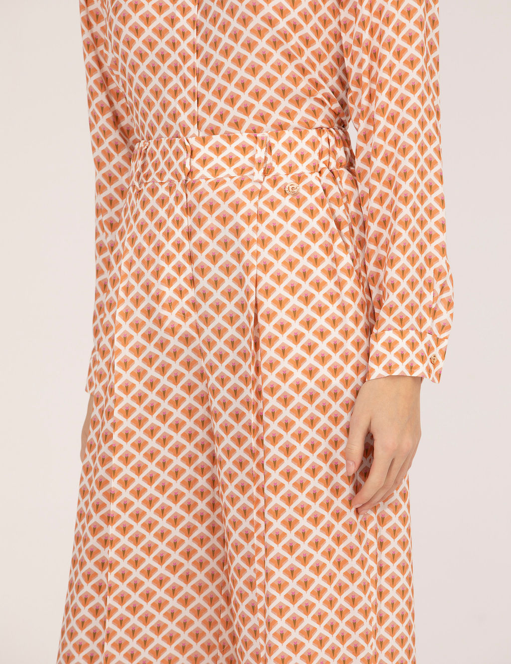 Turuncu Y_ksek Bel Loose Fit Pantolon
