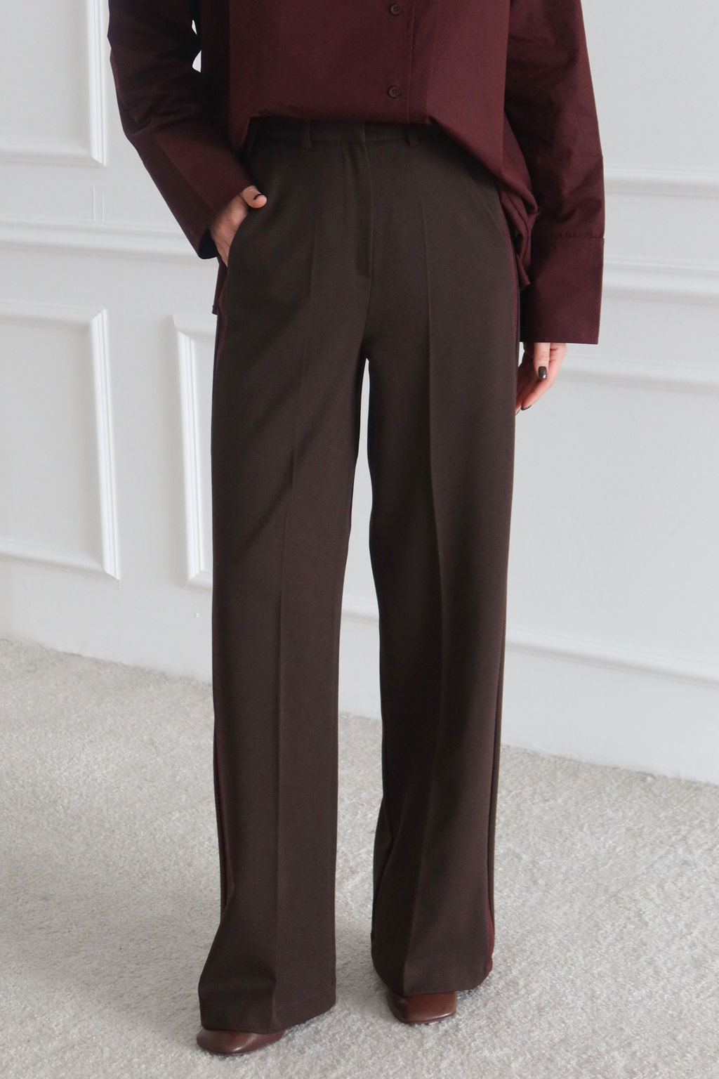 Antrasit Bordo Cizgili Dokuma Pantolon TWOSS26PL00013 - Trendyolmilla фото 12