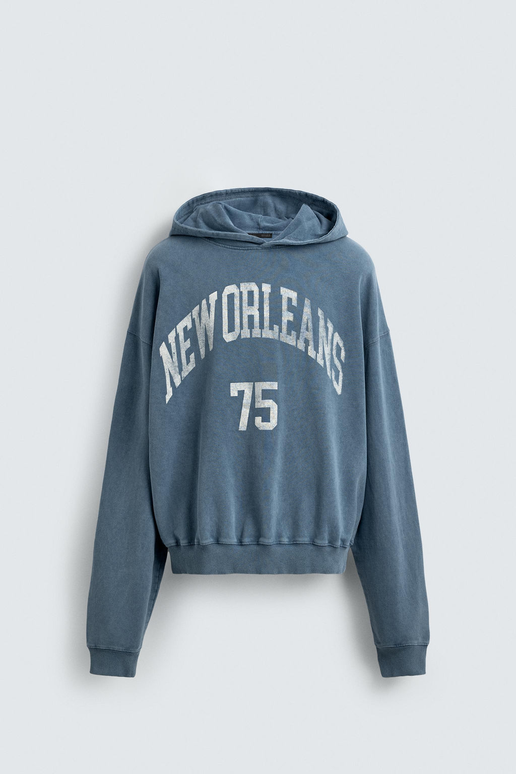 SUDADERA LAVADA TEXTO ESTAMPADO / Azulado - Zara фото 6