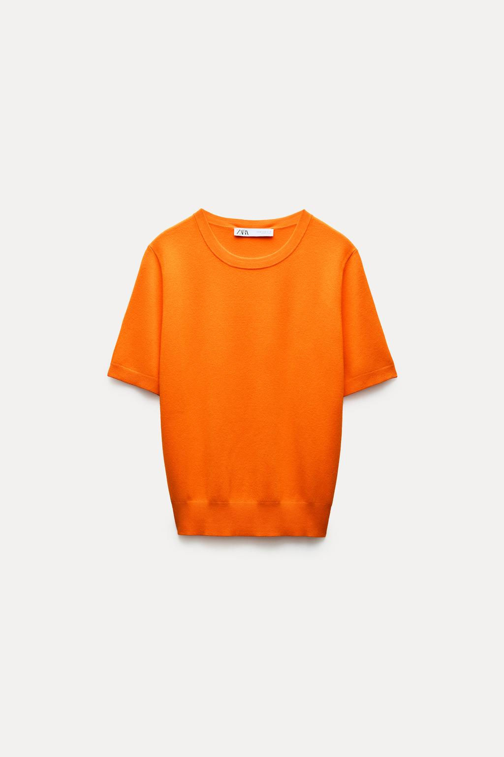 BASIC PLAIN KNIT TOP WITH SHORT SLEEVES - Zara фото 14