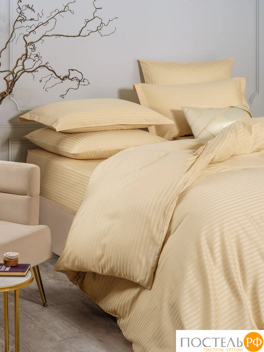 КПБ CASSIA ЛЮКС Страйп беж  фото 3