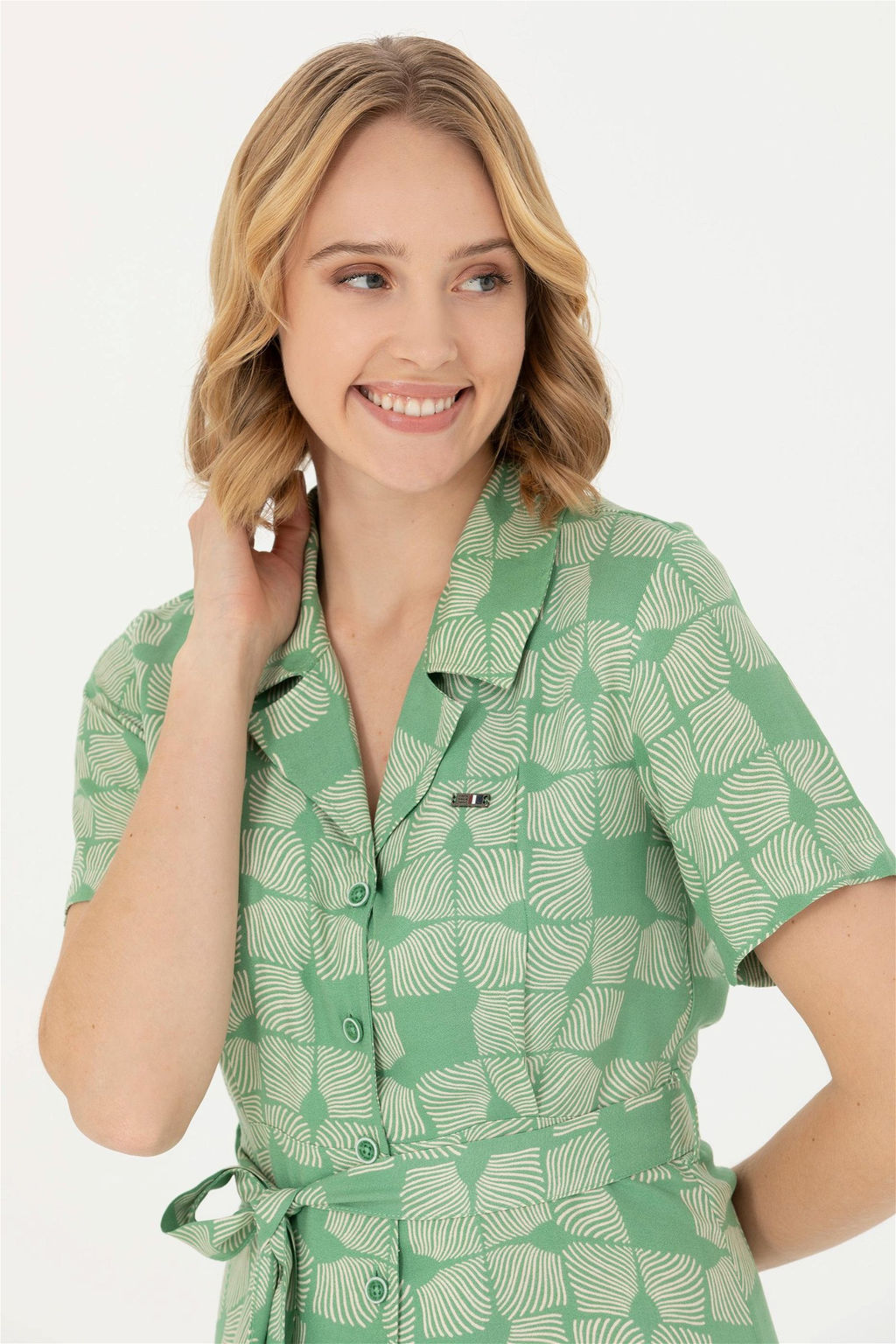 Женское зеленое тканое платье - U.s. polo assn фото 2