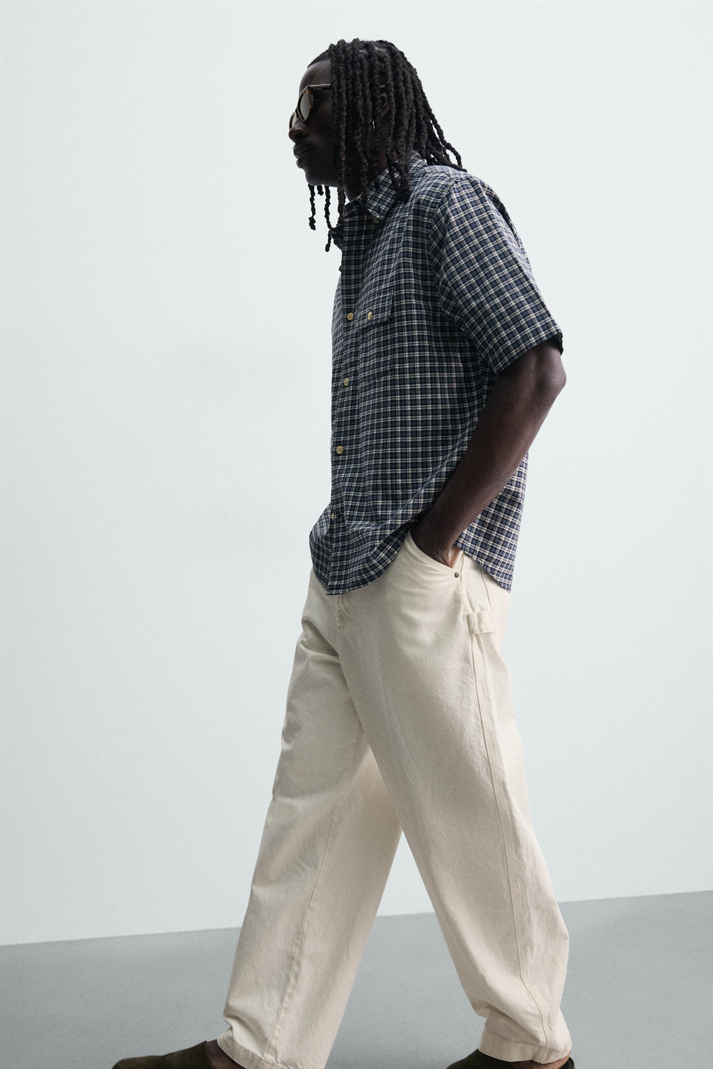 PANTAL?N CARPINTERO RELAXED FIT / Blanco roto - Zara фото 6