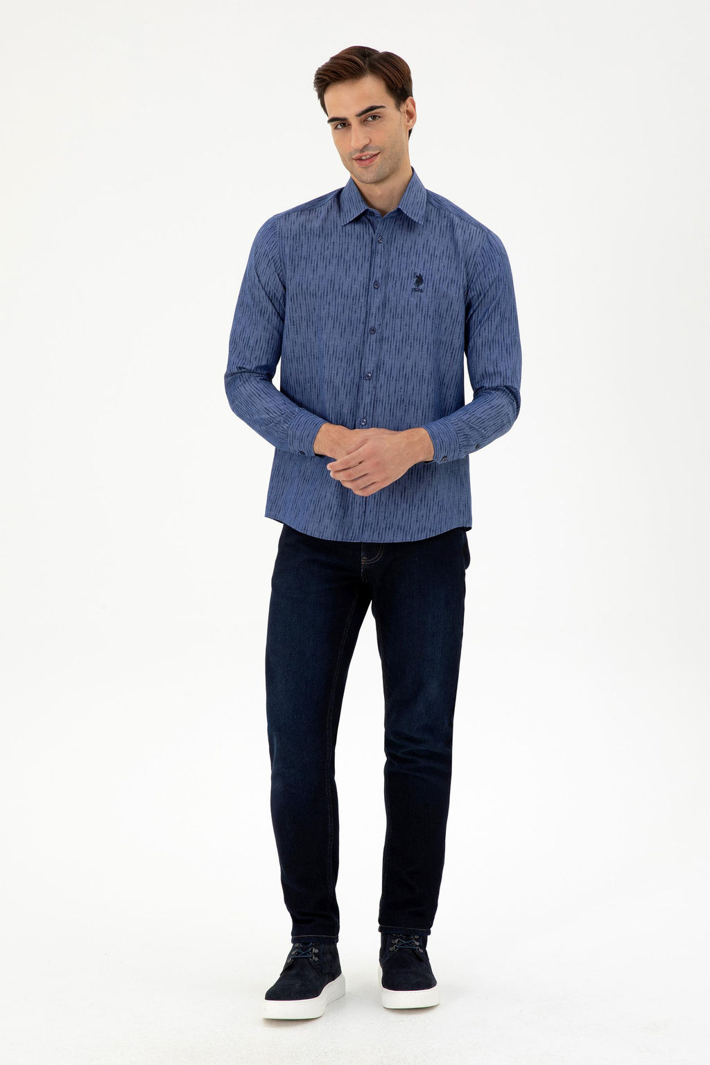 Мужская темно-синяя рубашка с длинным рукавом Неожиданная скидка в корзине - U.s. polo assn фото 4